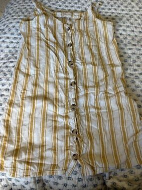 Alterd state Women's White and Mustard Stripe Button dress